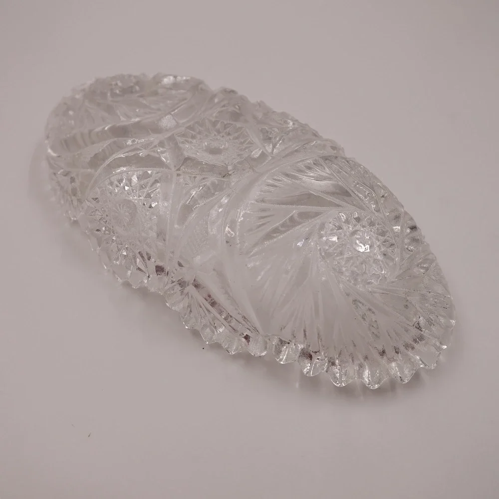 Vintage Cambridge Glass Crystal Dish Clear Scalloped Pinwheel Regencycore Decor